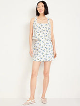 High-Waisted Linen-Blend Mini Skort