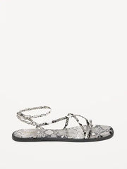 Strappy Faux-Leather Sandals