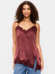 Asymmetrical Lace-Trim Cami Top