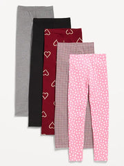 High-Waisted Side Ruched Leggings 5-Pack for Girls