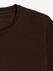 Loose Short-Sleeve Textured Waffle T-Shirt