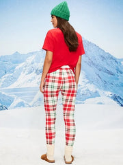 High-Waisted Printed Waffle Pajama Leggings for Women