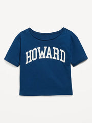 College Off-Shoulder Graphic T-Shirt for Girls