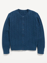 Cable-Knit Cardigan Sweater for Girls