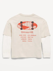 Oversized Long-Sleeve 2-In-1 Graphic T-Shirt for Boys