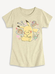 Pokemon Pikachu Dessert Fitted Short Sleeve T-Shirt For Girls