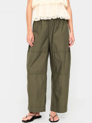 Mid-Rise Cropped Barrel-Leg Utility Pants