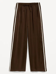 High-Waisted Satin Track Pants