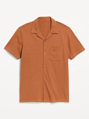 Short-Sleeve Textured Camp Shirt