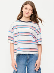 Oversized Short-Sleeve Cropped T-Shirt for Girls