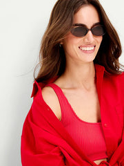 Ribbed Scoop-Neck Swim Top