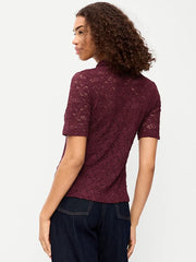 Lace Keyhole Polo Top
