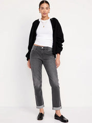 Mid-Rise Wow Boyfriend Straight Jeans