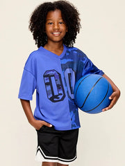 Oversized Mesh Graphic T-Shirt for Boys