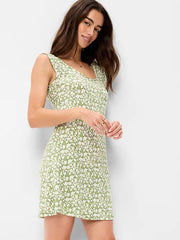 Short-Sleeve Scoop-Neck Mini Dress
