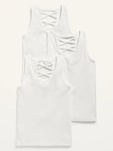 Solid Lattice-Back Tank Top 3-Pack for Girls