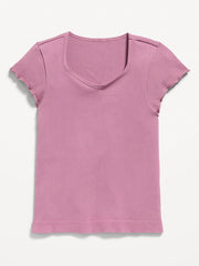 Fitted Seamless Ribbed Performance Top for Girls