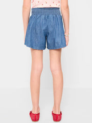 Smocked-Waist Chambray Shorts for Girls