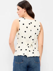 Button-Down Linen Blend Top