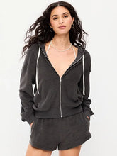 Terry Cloth Full-Zip Hoodie Sweatshirt