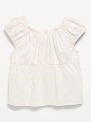 Fitted Button-Front Poplin Top for Girls