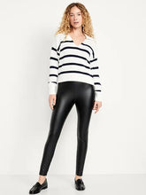 High-Waisted Faux-Leather Fashion Ankle Leggings