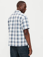 Loose Fit Textured Plaid Pocket Shirt