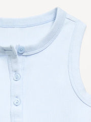Fitted Sleeveless Ribbed Button-Front Top for Girls