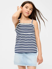 Printed Sleeveless Textured Smocked Top for Girls