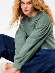 SoComfy Oversized Puff-Sleeve Cropped Sweatshirt