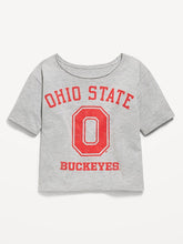 College Off-Shoulder Graphic T-Shirt for Girls