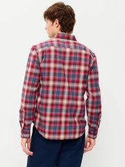 Relaxed Long-Sleeve Plaid Flannel Pocket Shirt