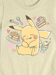 Pokemon Pikachu Dessert Fitted Short Sleeve T-Shirt For Girls