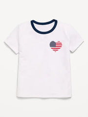 Softest Short-Sleeve Heart-Pocket T-Shirt for Girls