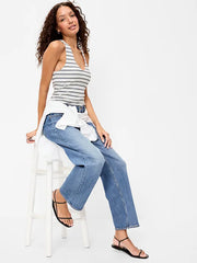 Sleeveless Ribbed Loop-Back Tank Top