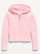 Fitted Cable-Knit Full-Zip Hoodie for Girls