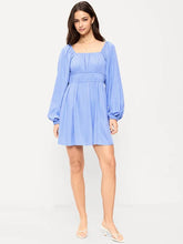 Long-Sleeve Square-Neck Mini Dress