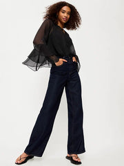 Sheer Chiffon Bell-Sleeve Top