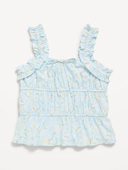 Printed Sleeveless Ruffled Top for Girls
