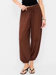 High-Waisted Sheer Crinkle Crepe Harem Pants