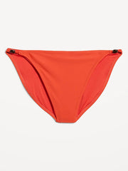 Beaded Mid-Rise Bikini Swim Bottoms