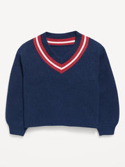 Cropped V-Neck Sweater for Girls