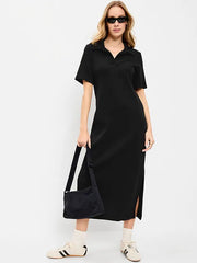 Short-Sleeve Polo Midi Dress