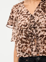 Tiered Ruffle Tie-Front Top