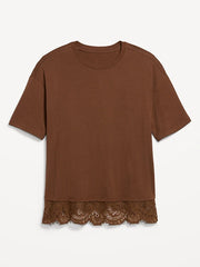 Oversized Lace Hem T-Shirt