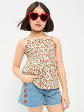 Printed Sleeveless Textured Smocked Top for Girls