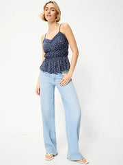 Lace-Trim Smocked-Waist Tank Top