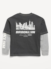 Oversized Long-Sleeve 2-In-1 Graphic T-Shirt for Boys