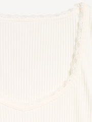 Lace-Trim Sweetheart-Neck Ribbed Top