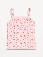 Fitted Ribbed Lace-Trim Cami for Girls